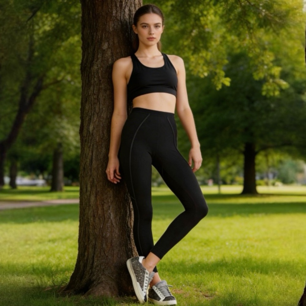 Good American Black Corset Seam Leggings